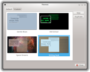 Themes dialog showing default themes